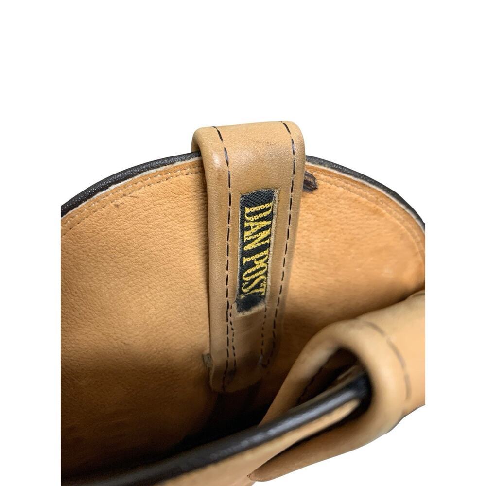 Dan Post Tan Brown Leather Pointed To Coastal Cowgirl Boots Whipstitch Aztec 6.5 - Picture 11 of 11